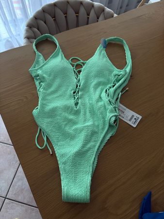 Costume intero donna verde pizzo taglia M nuovo