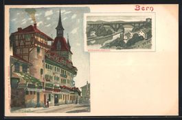 Bern, Strassenpartie mit Denkmal, Kirche