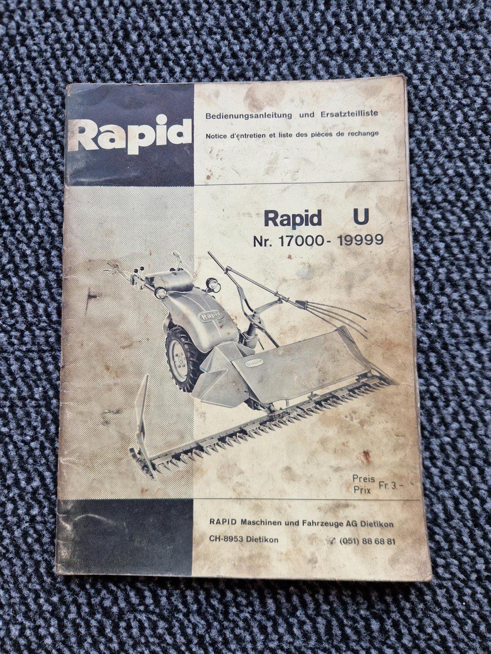 Documents: Original Anleitung Rapid U Motormäher – D'occasion à Dürnten par Bachtel84