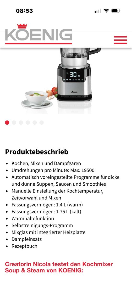 Elettrodomestici da cucina: König Kochmixer Soup & Steam – Usato da Horgen venduto da Pezi8810 2