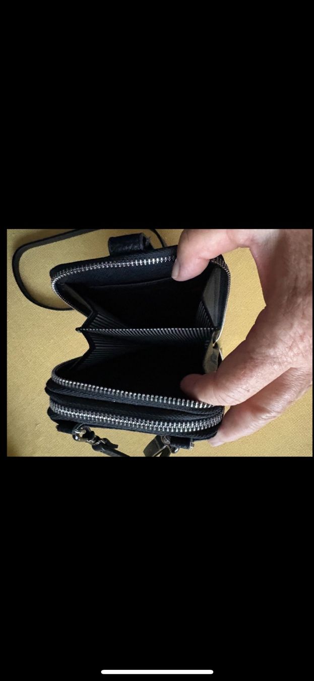 Vera Pelle Borse: Schwarze Echtleder-Smartphone-Tasche mit Bändel – Nuovo (secondo la descrizione) da Basel venduto da leluma 3
