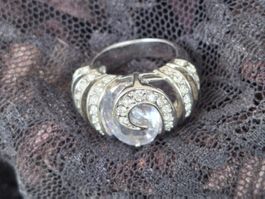 Funkelnder Spiral Cocktail Ring Modeschmuck opulent Gr.18 mm
