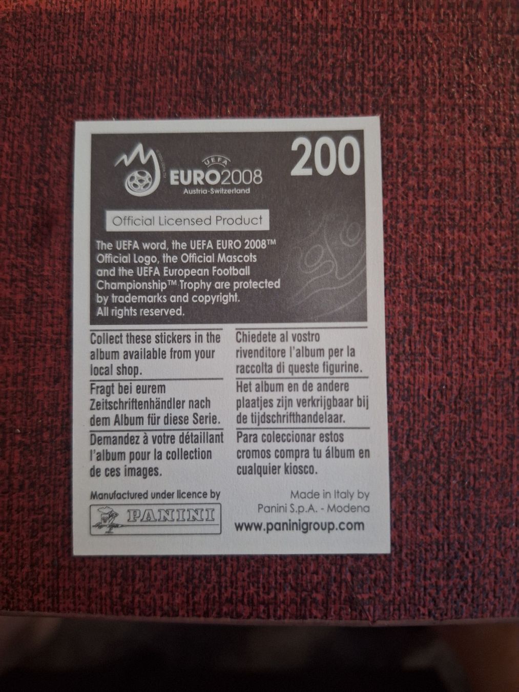Panini Carte collezionabili: PANINI EM 2008 MLADEN PETRIC Nr. 200 – Usato da Balsthal venduto da roh_dt72 1