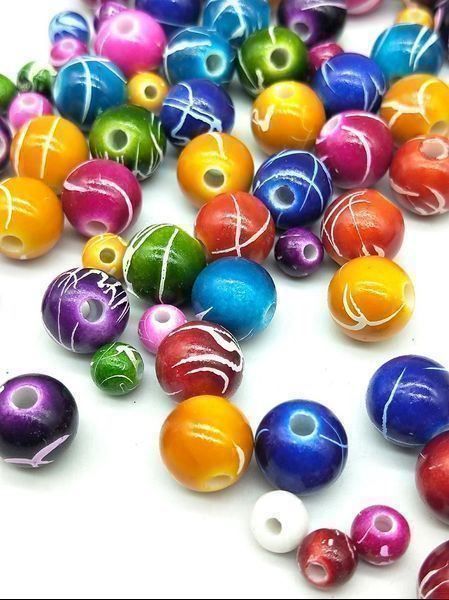 Perles (synthétiques): 100 PERLEN - GEMUSTERT - BASTELN  - 6mm - BASTELN – Neuf avec emballage d'origine à Kriens par swissgadget 3