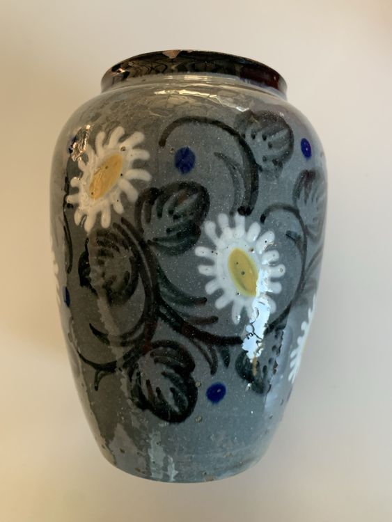 SYDDOL Weiße Keramikvase Im Französischen Landhausstil – Handbemalt Mit Craquelé-Optik, 14 Cm Hoch (Grün), Perfekt Für Wohnung, Büro & Hochzeit
