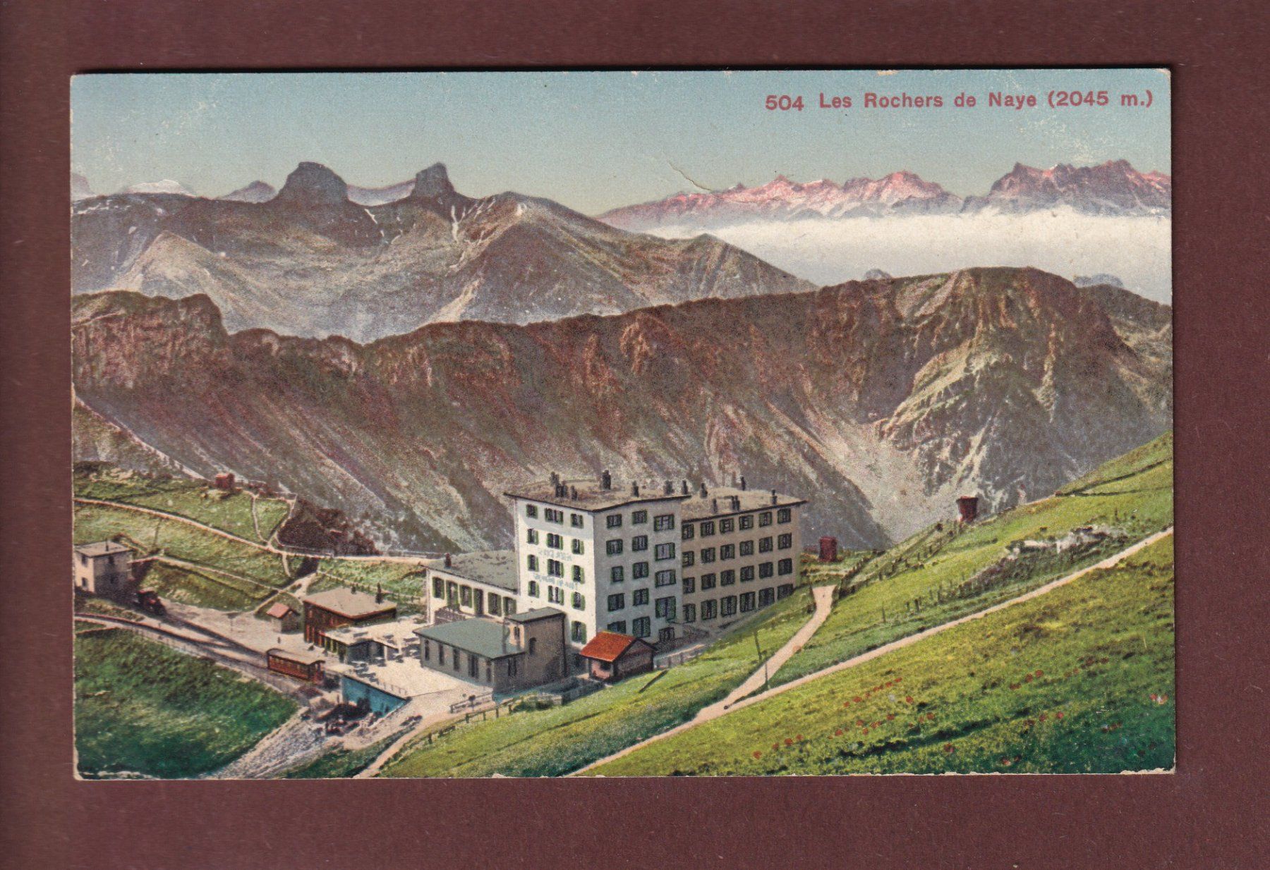 Cartoline postali: ROCHERS DE NAYE - Hôtel - Train - 1914 – Usato da Pully venduto da nicecards