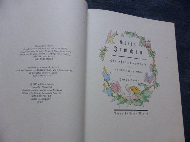 Bücher: Klein Irmchen,Chr.Morgestern,Elfen,Blumenkinder,Liedebuch – Gebraucht aus Lausen von liesfisch 1