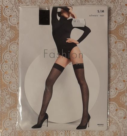 Fashion Strümpfe halterlos Schwarz Gepunktet 20DEN Gr.S/M