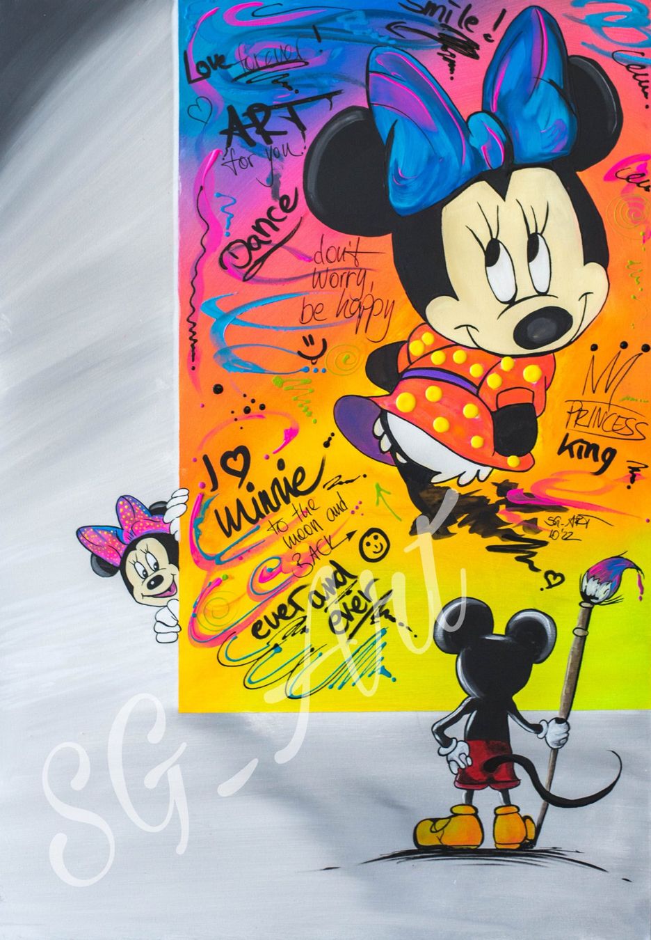 Gemälde: Acrylbild Micky und Minnie Mouse Disney Comic Unikat – Neu und originalverpackt aus Rheinau von Sussel 1
