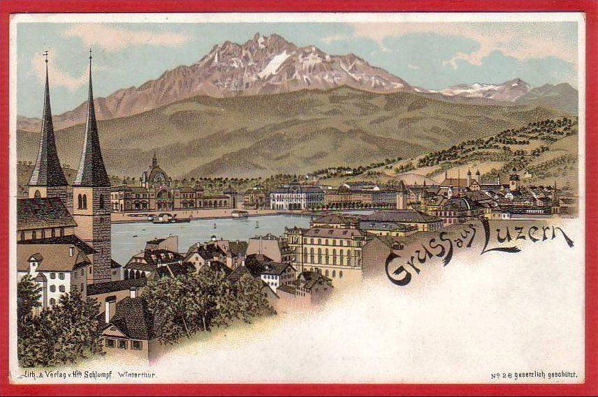 Cartoline postali: LUZERN, SCHLUMPF LITHO – Usato da Grüningen venduto da Kartenlaube