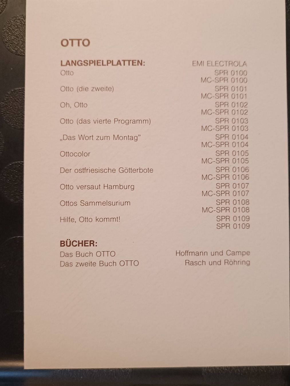 Autogramme: Otto - handsignierte alte Autogrammkarte – Gebraucht aus Menziken von Artographs 1