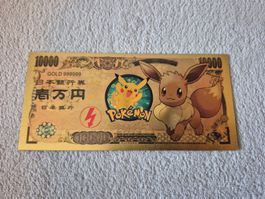 Banknote Pokemon Evoli Gold Foil Plated