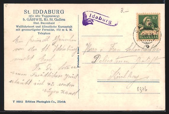 Cartoline postali: Kirchberg /SG, St. Iddaburg, Gasthaus, K – Usato da Berlin venduto da bartko-reher 1