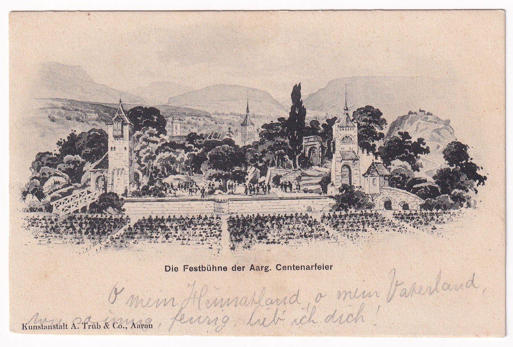 Cartoline postali: Die Festbühne der Aarg. Centenarfeier – Usato da Cormoret venduto da Pascalll2001