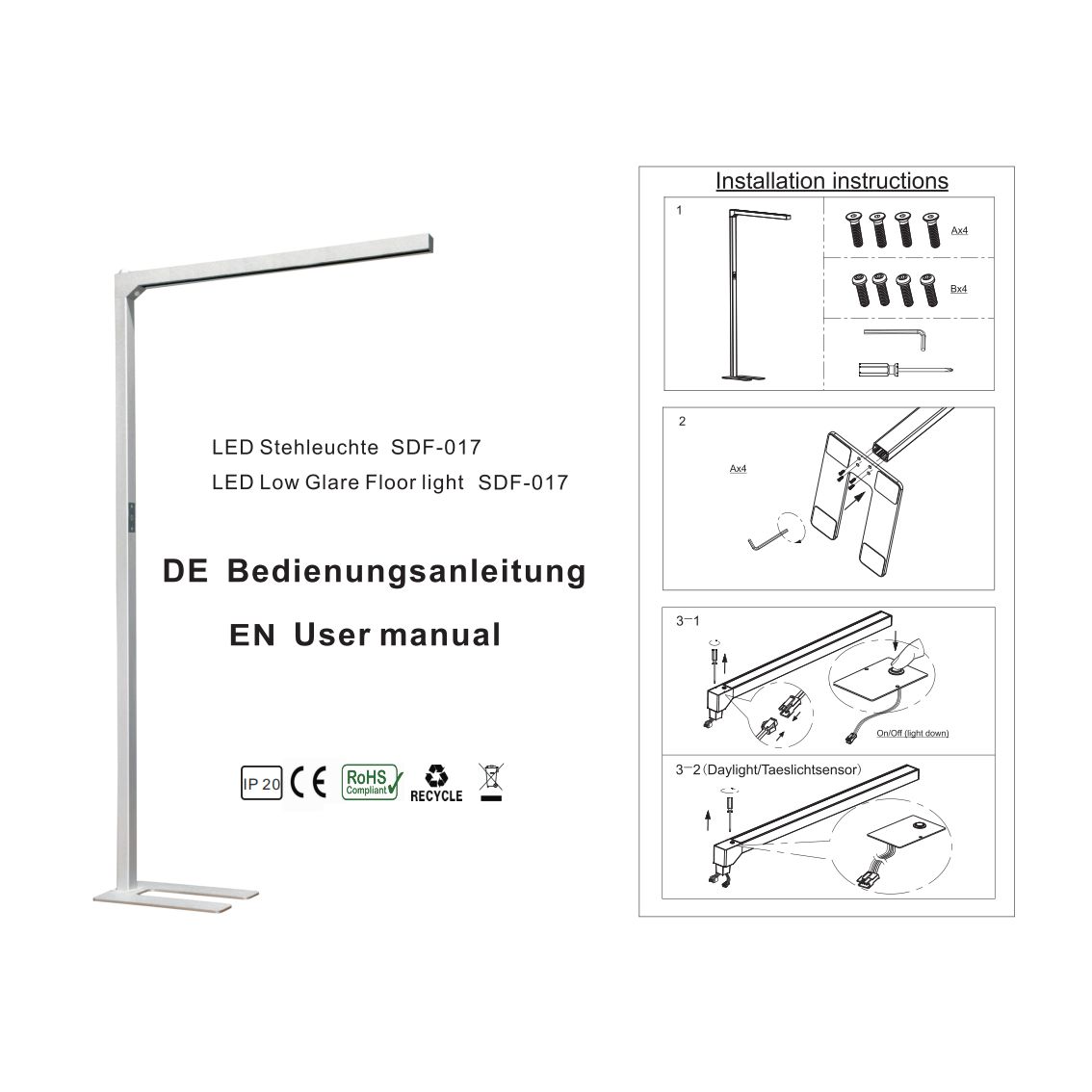 Lampade: LED Stehleuchte, Office,  198 cm Höhe – Nuovo (secondo la descrizione) da Kreuzlingen venduto da Smart-Light 3