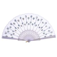 NEUER Hand - Fächer weiss mit Pailetten 23 cm - 220546