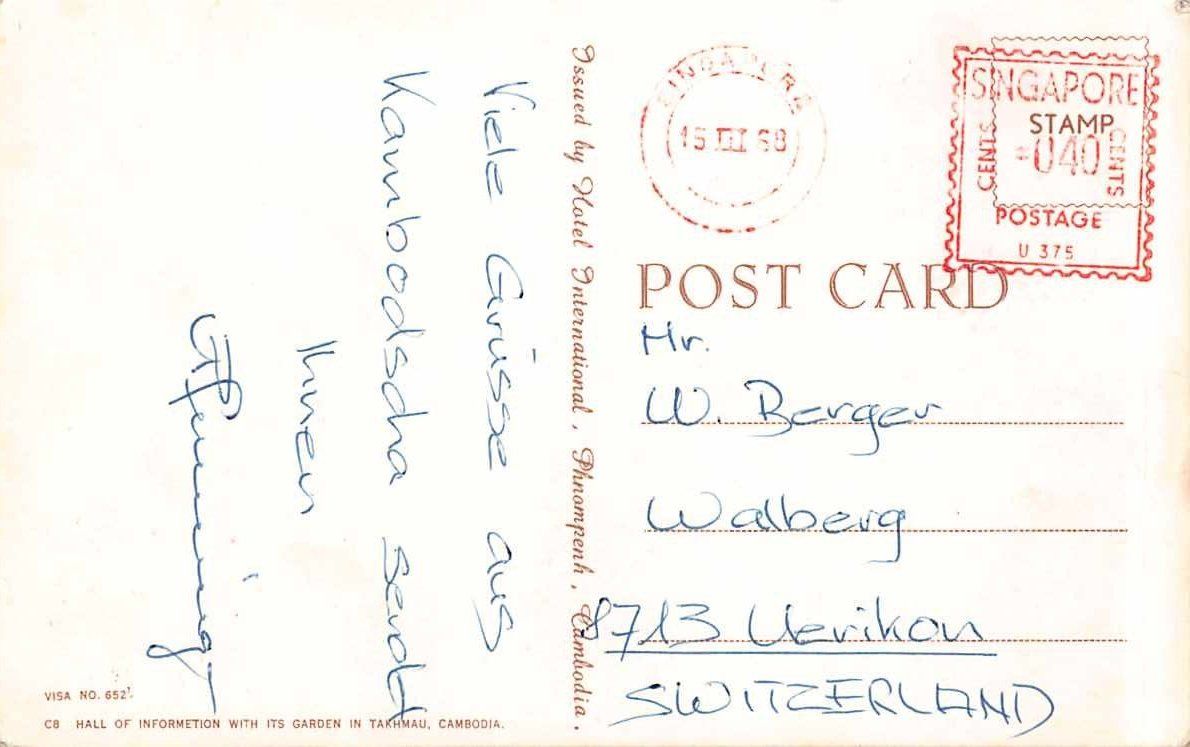 Cartoline postali: SINGAPUR vor 60 Jahren mit OLDTIMER – Usato da Lufingen venduto da TopAnsichtskarten 1