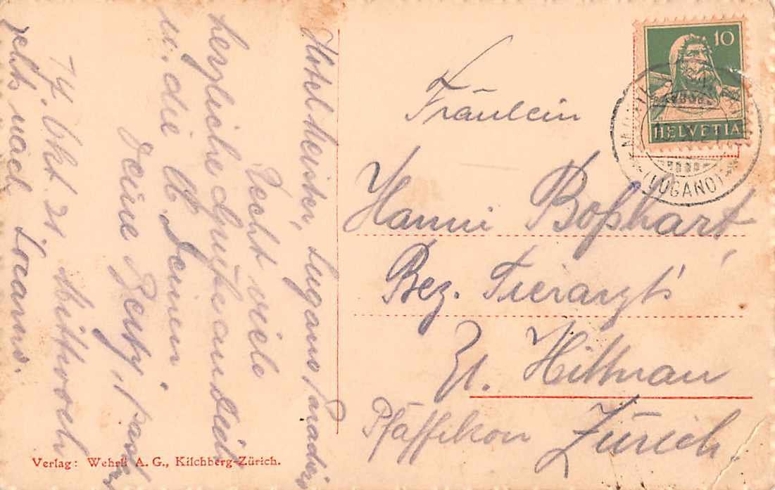 Cartoline postali: SALUTI di LUGANO VIA NASSA 1921 – Usato da Winterthur venduto da SchatzchischtliWinti 1