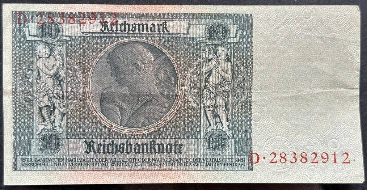 Banconote: Seltene 10 Reichsmark Note, Berlin 1924/1929 – Usato da Beringen venduto da Mantafisch1 1