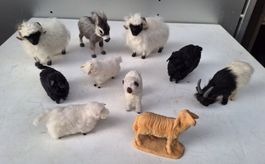 10 Deko Tiere, Schafe, Böcke und 1 Esel (plus 2 gratis)