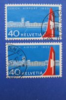 2x'Einweihung Flughafen Zürich' 1953, Stempel LAUSANNE+VEVEY