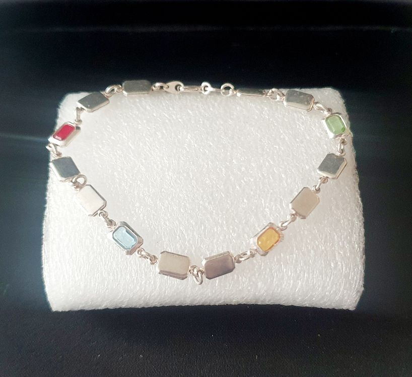 Silber Armband Mit Bunten Steinen