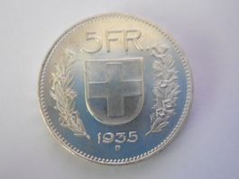 5 Fr. 1935 silber  unz/stgl
