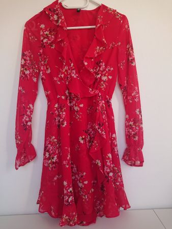 Damen Kleid H&M Gr. 36 Rot geblümt