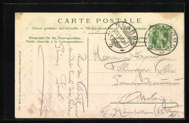 Cartoline postali: Präge-AK Glarus, Gesamtansicht, Edelwei – Usato da Berlin venduto da bartko-reher 1