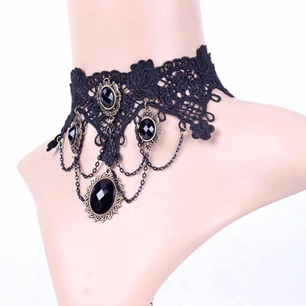 Catenine: Kette gotisch schwarz Spitze mit Strass – Nuovo e nell'imballaggio originale da Alpnachstad venduto da perlengaby 2
