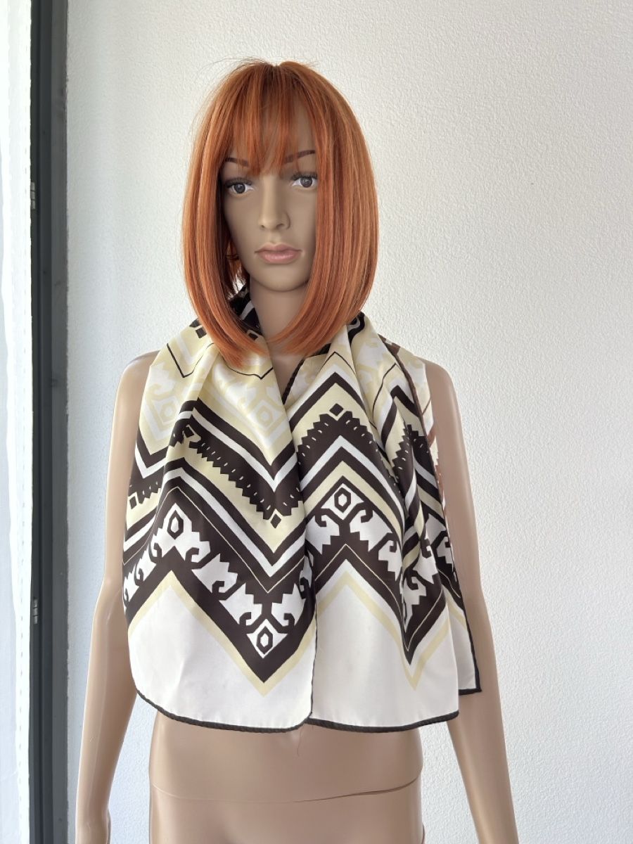 Foulard & Sciarpe: Scarf Patterned Geometric Design Brown Beige White – Nuovo (secondo la descrizione) da Saland venduto da ele_vc96