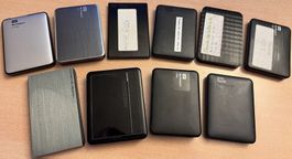 10 Stk. 500 GB - 2'000 GB USB3.0 Harddisks, assortiert