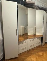 Armoire avec portes miroirs et tiroirs blanc 200cm
