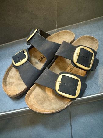 Birkenstock arizona Big Buckle Black Leather Sandals - Size