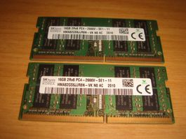 2 Stück 16gb ddr4 2666 RAM für Laptop. Getestet.