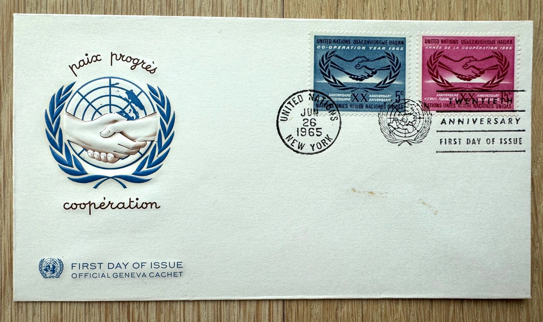Alle Briefmarken: FDC 20 Jahre UNO 1965 – Gebraucht aus Zürich von Marfe1