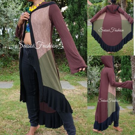 Sommer Frühling Sommer hippie patchwork Hoodie Mantel XS-M
