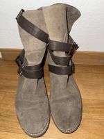 Braune Wildleder Stiefel mit Schnallen, Grösse 40