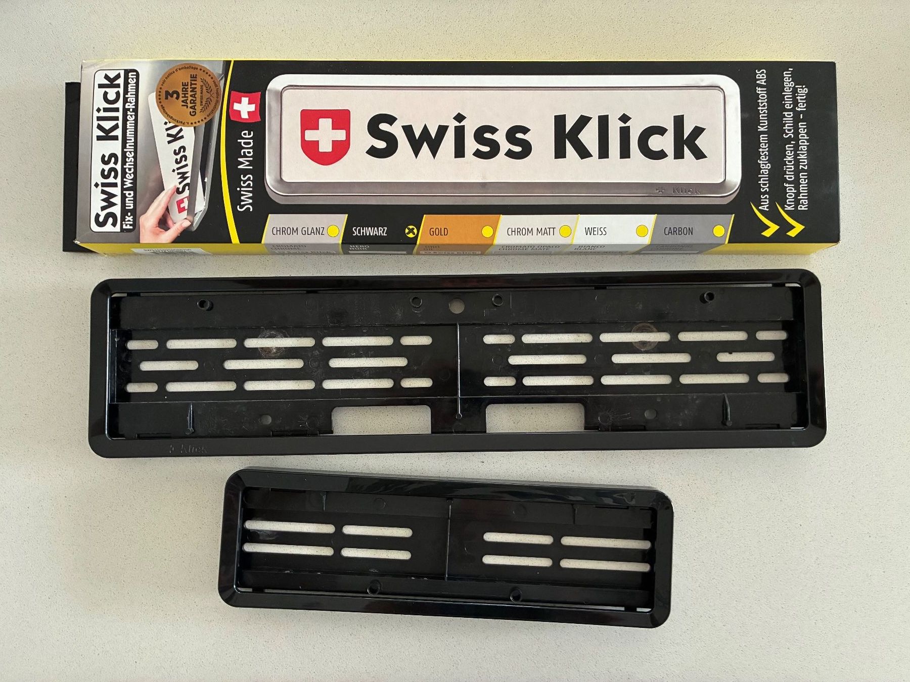 Supporti a parete: Kennzeichenhalterset klick Langformat Schwarz 1 Set – Nuovo e nell'imballaggio originale da Emmetten venduto da rkumpusch 4