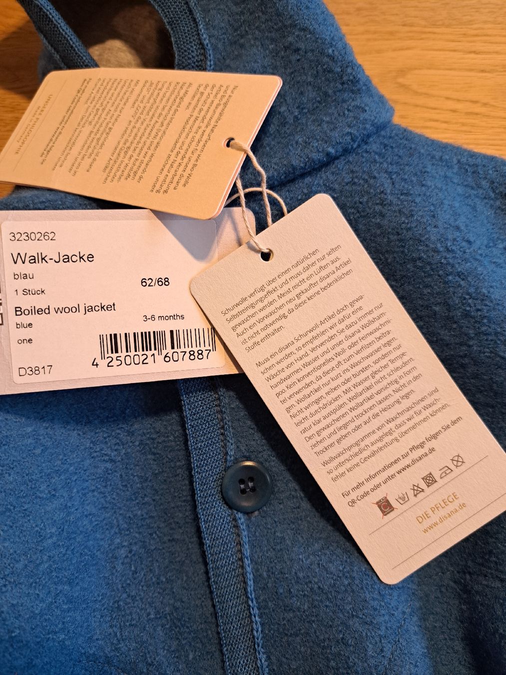 Disana Jacken & Mäntel: Neue Disana Wolljacke Walkjacke Gr. 62/68, Blau – Neu und originalverpackt aus Bergdietikon von Staphylococcus 1