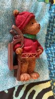 Süsse vintage Deko Figur Bär mit Schlitten, Teddybär 14.5 cm
