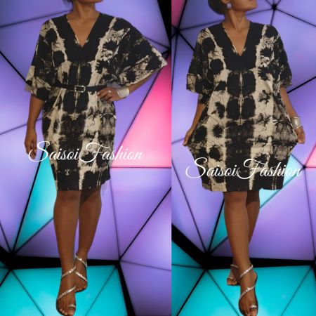 Sommer Black Batik Handmade Kleid,Robe100%Baumwolle XS-L