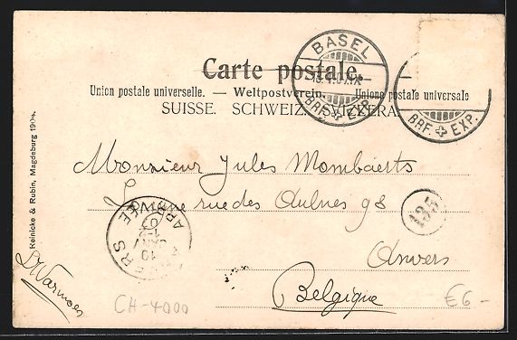 Ansichtskarten: AK Basel, Partie am Viadukt, 1907 – Gebraucht aus Berlin von bartko-reher 1