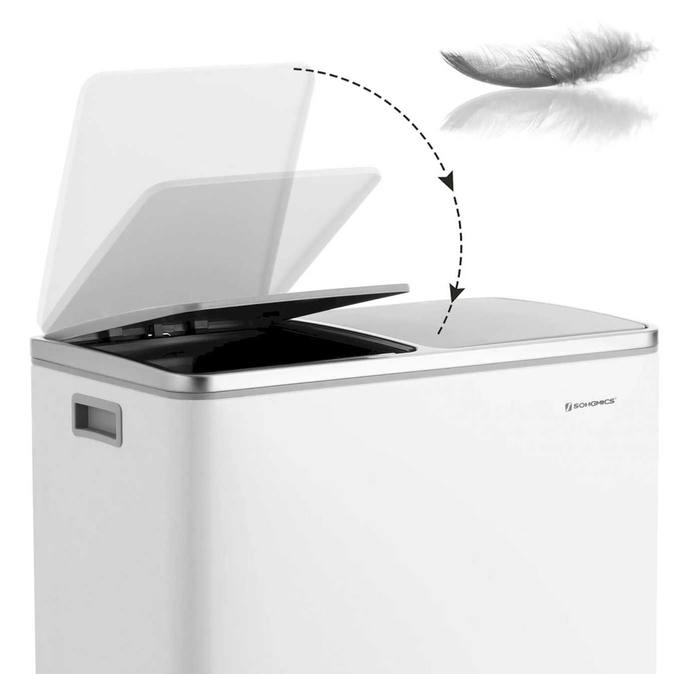 Cestini per rifiuti: SONGMICS LTB60WT Mülleimer 2 x 30L weiß – Nuovo e nell'imballaggio originale da Bottighofen venduto da zaap 5