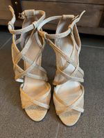Riemensandalette, High Heels, goldig, 37