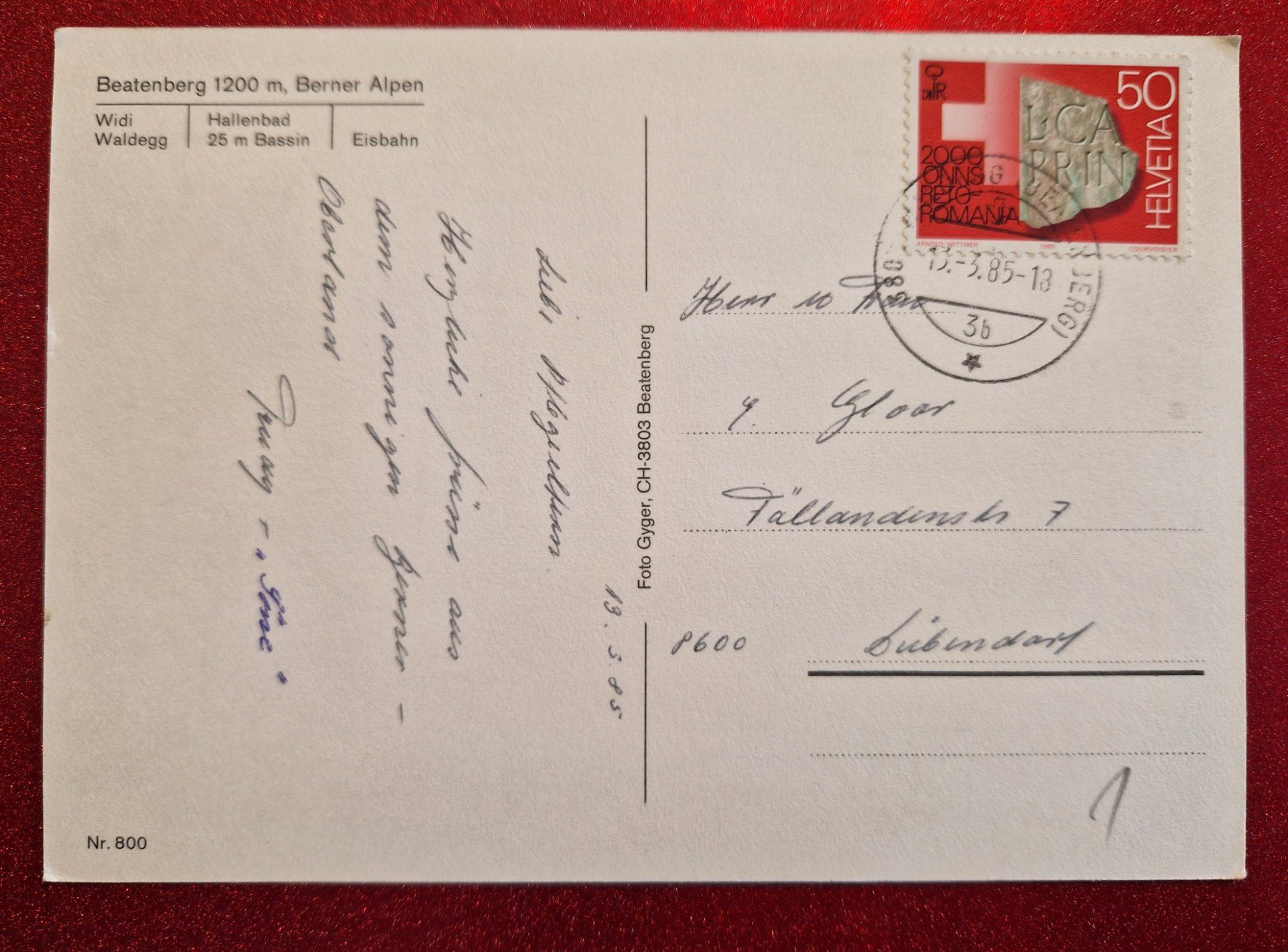 Cartoline postali: Beatenberg Mehrbild 1985 – Usato da Melchnau venduto da Fishel 1