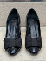 Festa Black Patent Leather Heels with Bow Detail - Size 38