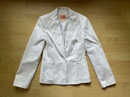 MNG Casual Wear Blazer, Gr. 38, weiss gestreift