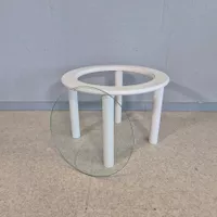 Holz Glas Coffee-Table Beistelltisch Couchtisch Tisch rund