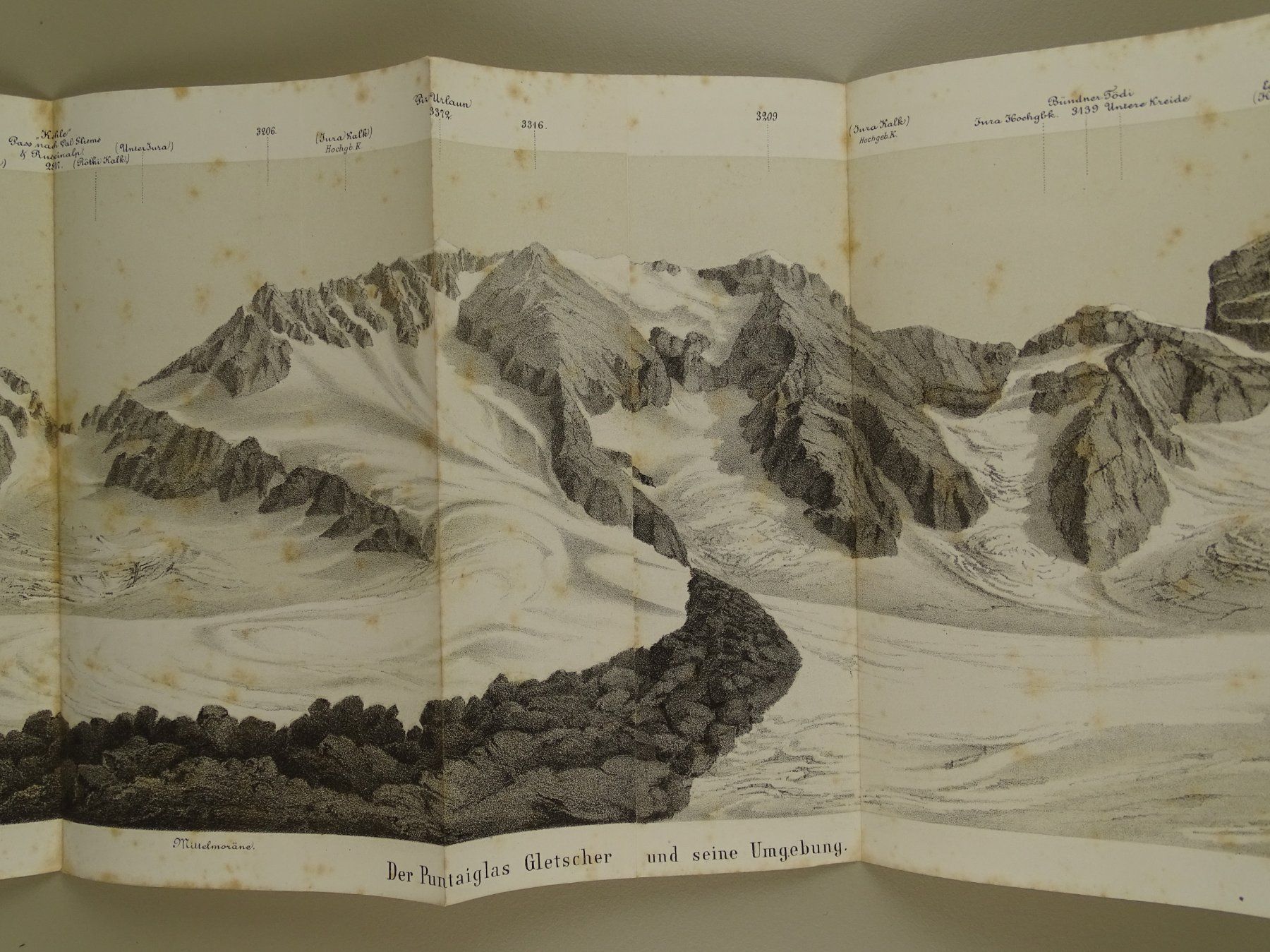 Stiche: PUNTAIGLASGLETSCHER UND UMGEBUNG, PANORAMA 1868 – Gebraucht aus Grüningen von Kartensammler 1